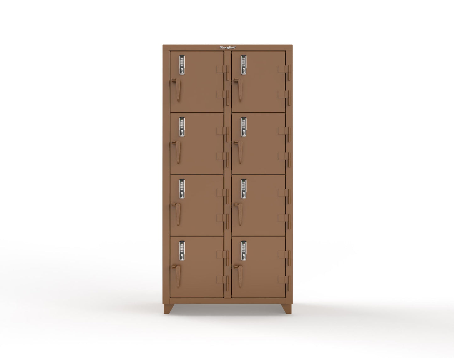 Extra Heavy Duty 14 GA 4-Tier Locker with Keyless Entry Lock, 8 Compartments – 36 in. W x 18 in. D x 75 in. H - 36-8D-18-4T-EK-L-8008