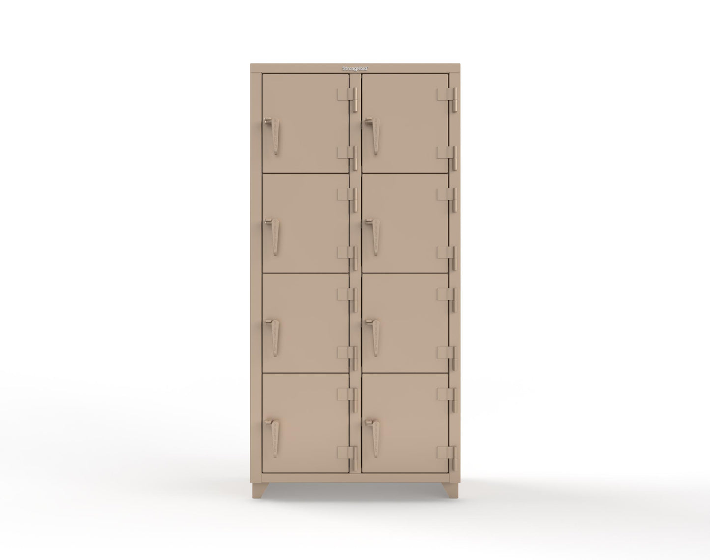 Extra Heavy Duty 14 GA 4-Tier Locker, 8 Compartments - 36 in. W x 18 in. D x 75 in. H - 36-8D-18-4T-L-1019
