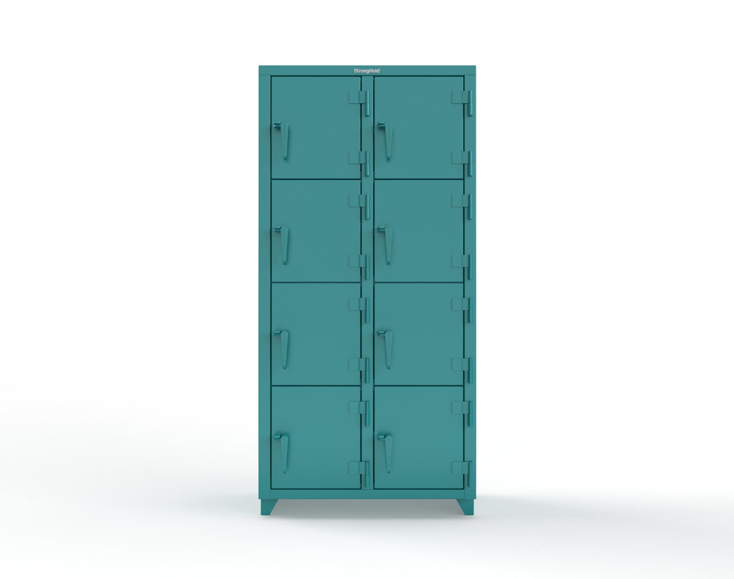 Extra Heavy Duty 14 GA 4-Tier Locker, 8 Compartments - 36 in. W x 18 in. D x 75 in. H - 36-8D-18-4T-L-5021