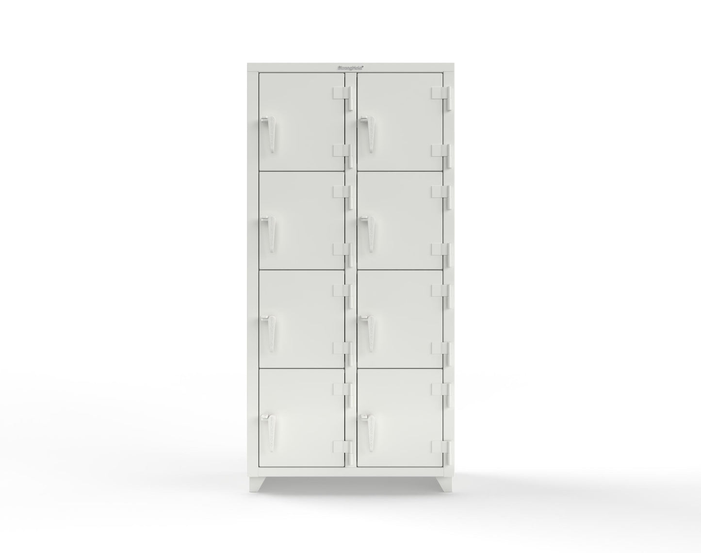 Extra Heavy Duty 14 GA 4-Tier Locker, 8 Compartments - 36 in. W x 18 in. D x 75 in. H - 36-8D-18-4T-L-9003