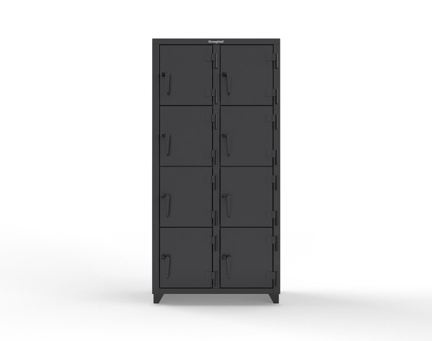 Extra Heavy Duty 14 GA 4-Tier Locker, 8 Compartments - 36 in. W x 18 in. D x 75 in. H - 36-8D-18-4T-L-9005