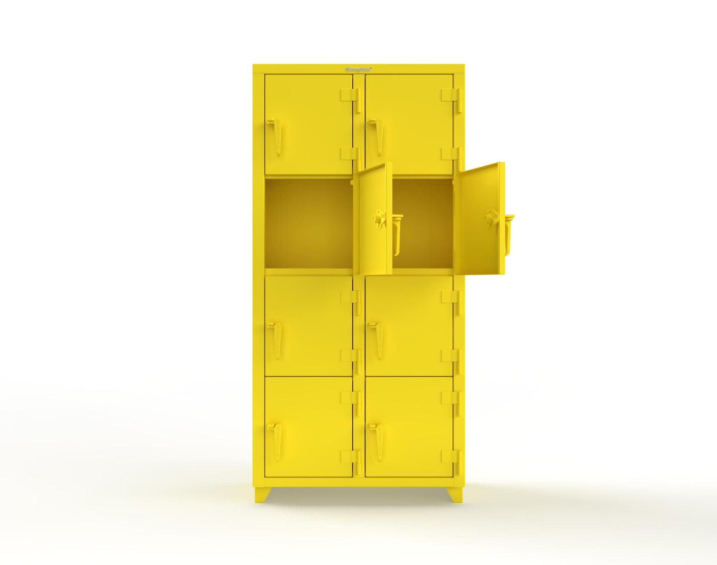 Extra Heavy Duty 14 GA 4-Tier Locker, 8 Compartments - 36 in. W x 18 in. D x 75 in. H - 36-8D-18-4T-L-1021