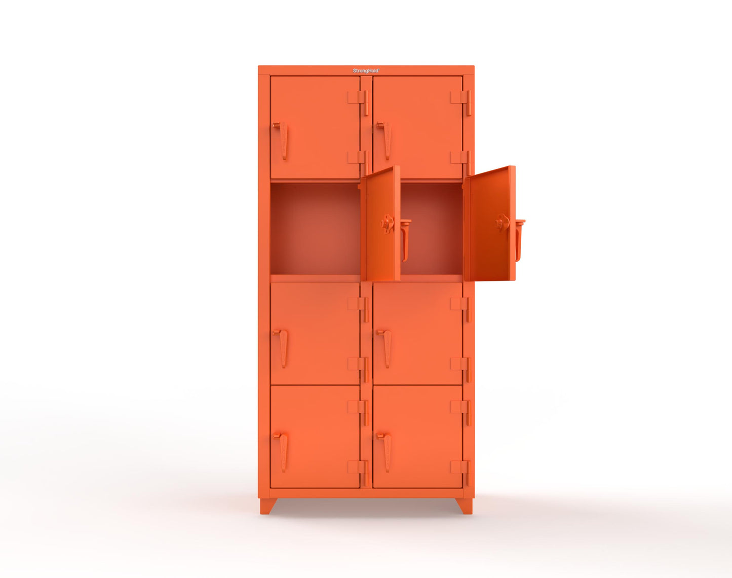 Extra Heavy Duty 14 GA 4-Tier Locker, 8 Compartments - 36 in. W x 18 in. D x 75 in. H - 36-8D-18-4T-L-2009