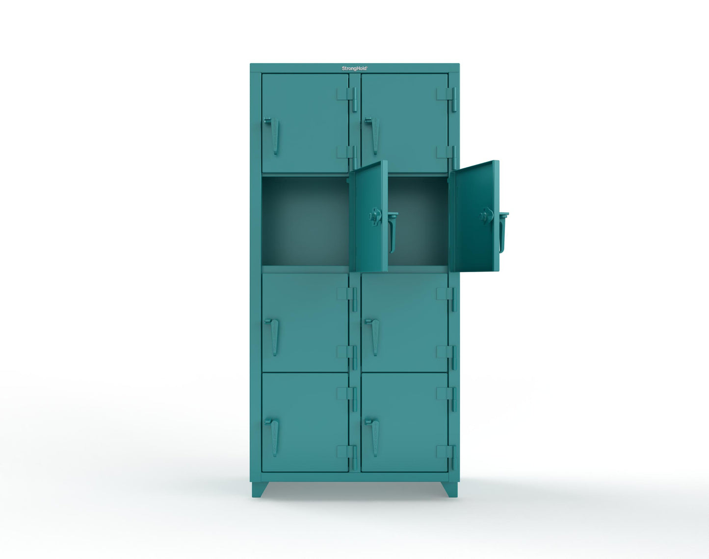 Extra Heavy Duty 14 GA 4-Tier Locker, 8 Compartments - 36 in. W x 18 in. D x 75 in. H - 36-8D-18-4T-L-5021
