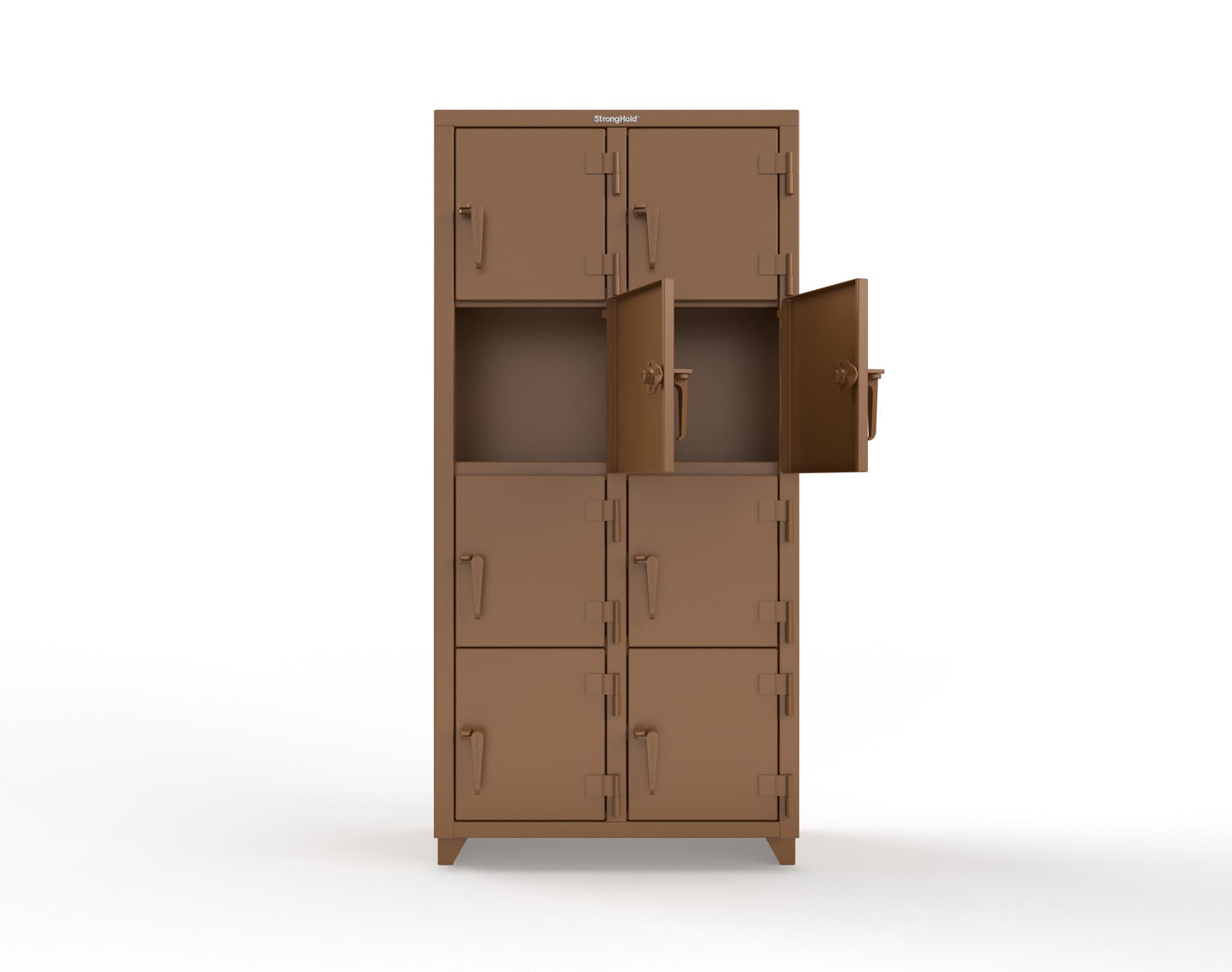 Extra Heavy Duty 14 GA 4-Tier Locker, 8 Compartments - 36 in. W x 18 in. D x 75 in. H - 36-8D-18-4T-L-8008