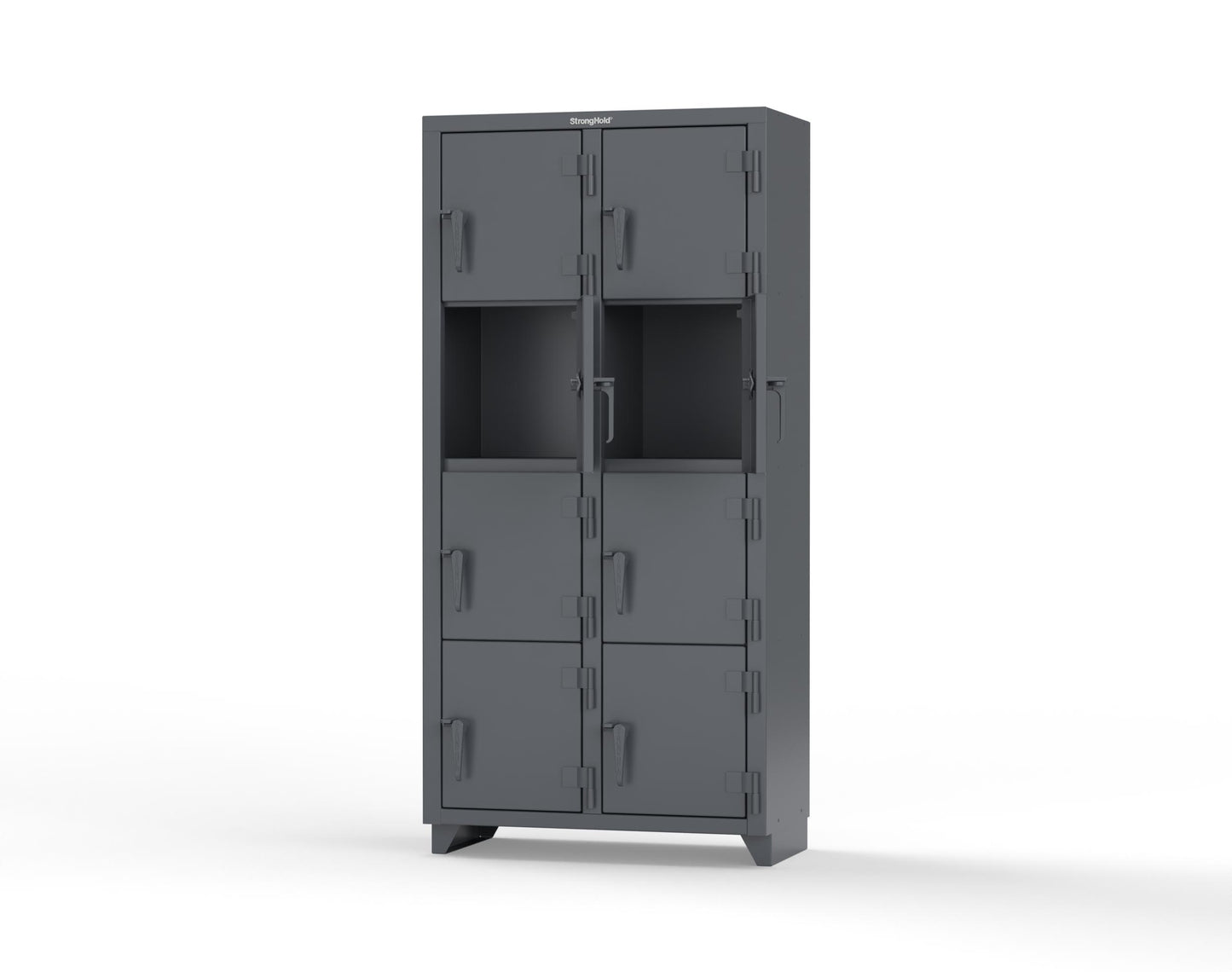 Extra Heavy Duty 14 GA 4-Tier Locker, 8 Compartments - 36 in. W x 18 in. D x 75 in. H - 36-8D-18-4T-L-7024