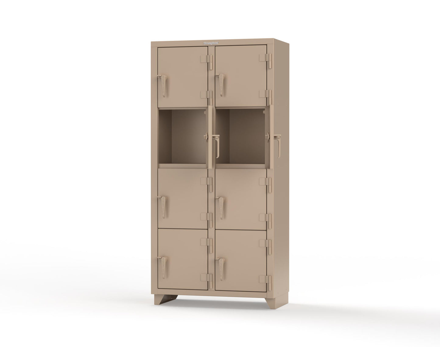 Extra Heavy Duty 14 GA 4-Tier Locker, 8 Compartments - 36 in. W x 18 in. D x 75 in. H - 36-8D-18-4T-L-1019