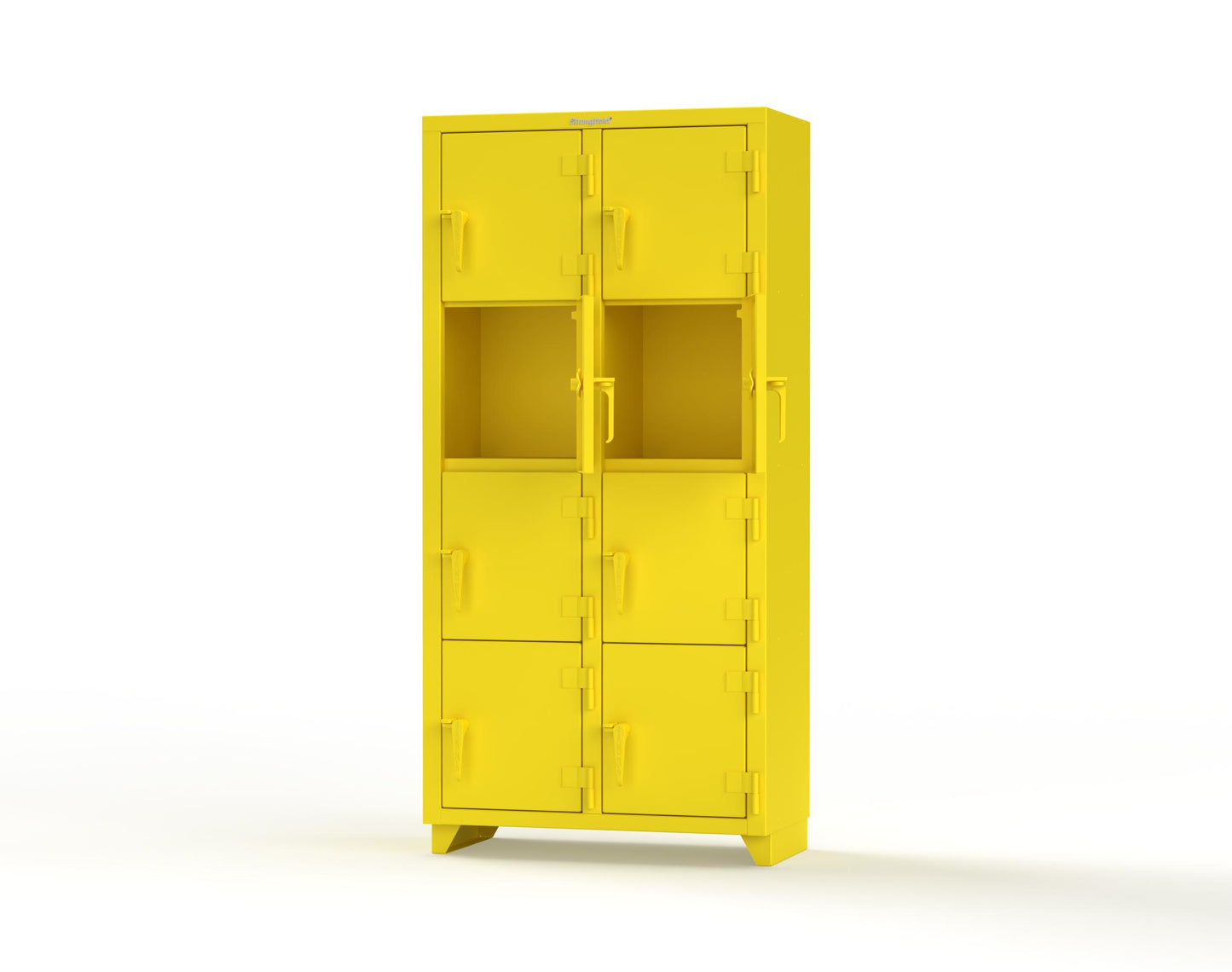 Extra Heavy Duty 14 GA 4-Tier Locker, 8 Compartments - 36 in. W x 18 in. D x 75 in. H - 36-8D-18-4T-L-1021