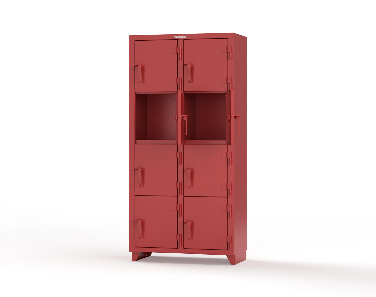 Extra Heavy Duty 14 GA 4-Tier Locker, 8 Compartments - 36 in. W x 18 in. D x 75 in. H - 36-8D-18-4T-L-3001