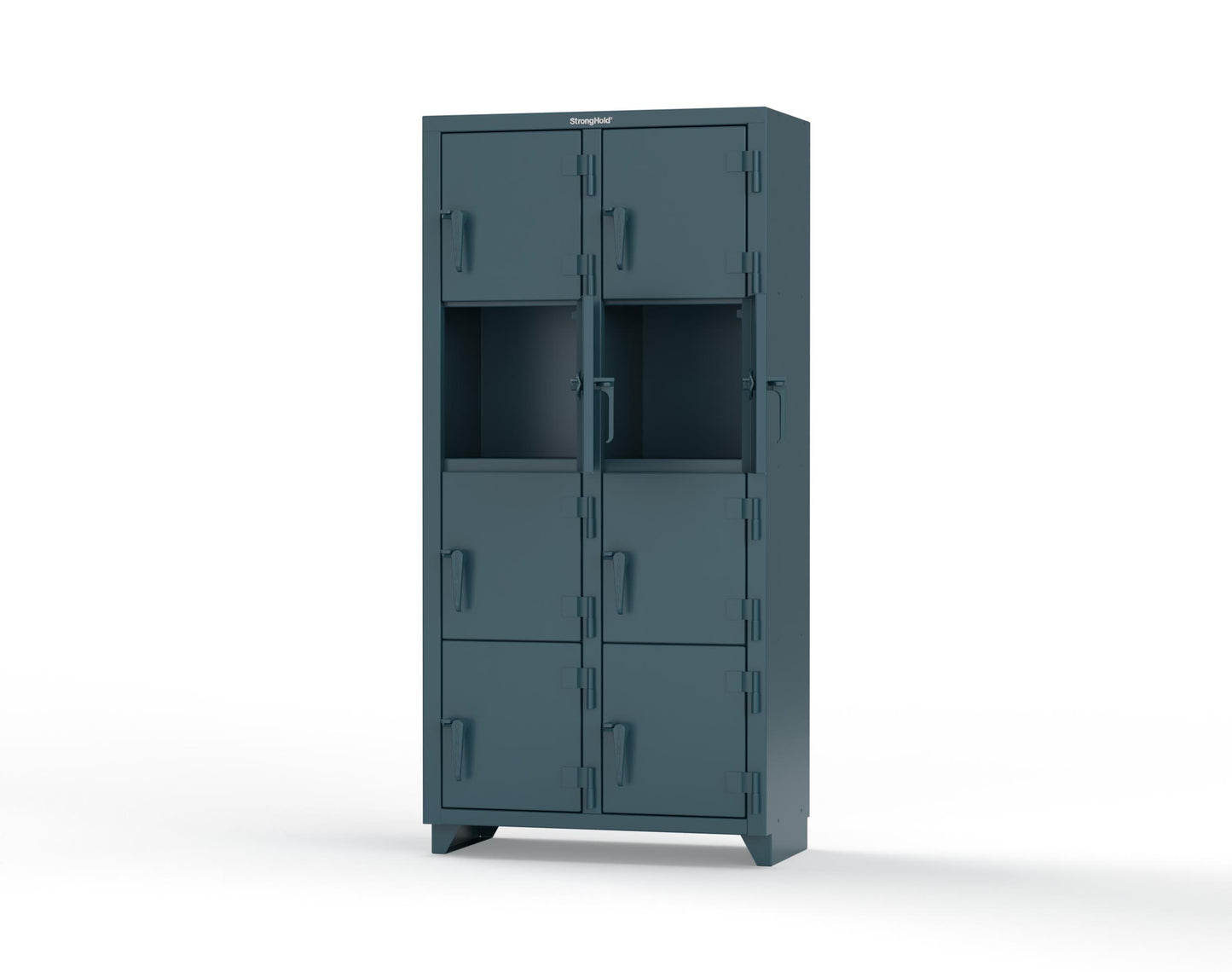 Extra Heavy Duty 14 GA 4-Tier Locker, 8 Compartments - 36 in. W x 18 in. D x 75 in. H - 36-8D-18-4T-L-5001