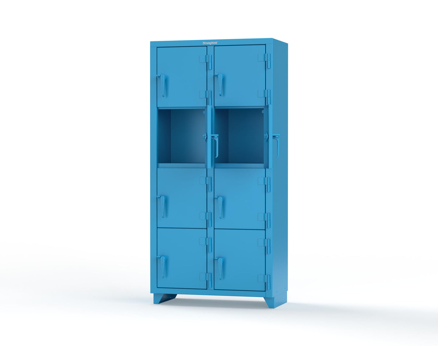 Extra Heavy Duty 14 GA 4-Tier Locker, 8 Compartments - 36 in. W x 18 in. D x 75 in. H - 36-8D-18-4T-L-5012