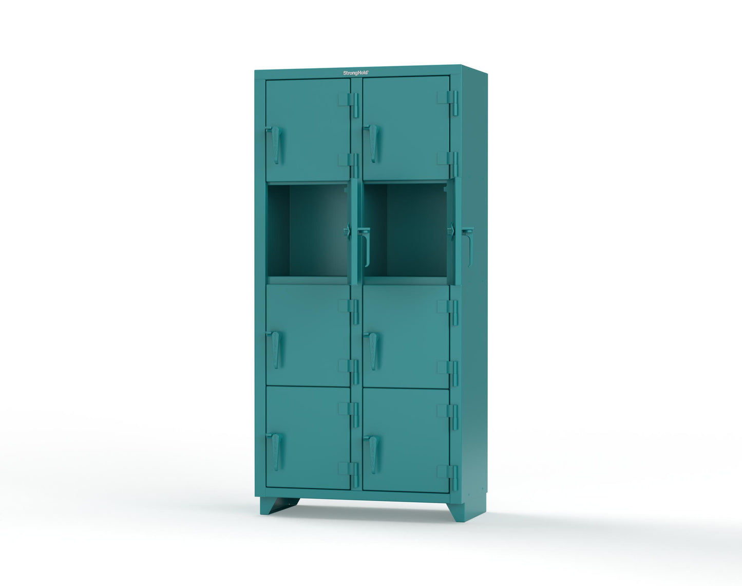 Extra Heavy Duty 14 GA 4-Tier Locker, 8 Compartments - 36 in. W x 18 in. D x 75 in. H - 36-8D-18-4T-L-5021