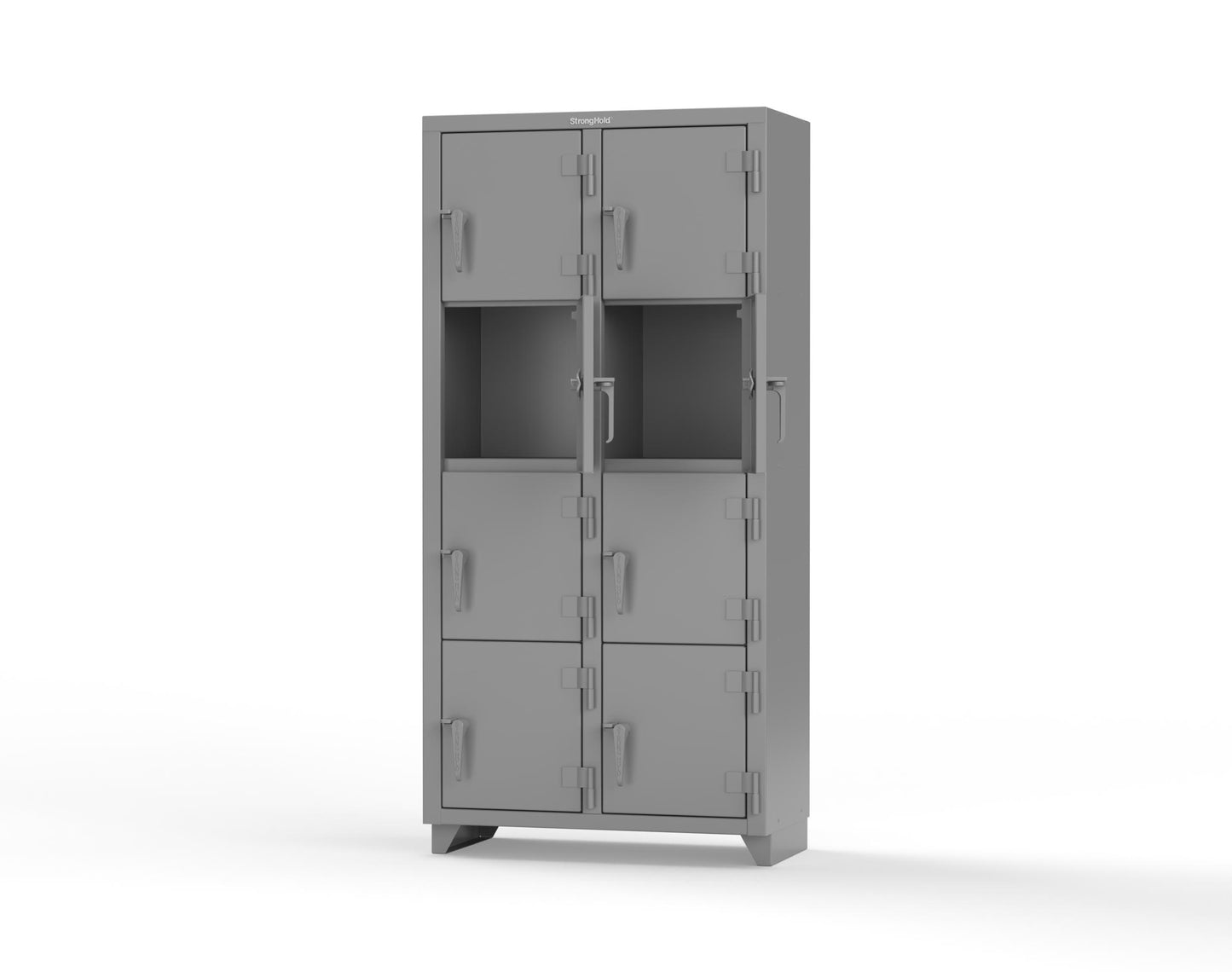 Extra Heavy Duty 14 GA 4-Tier Locker, 8 Compartments - 36 in. W x 18 in. D x 75 in. H - 36-8D-18-4T-L-7037