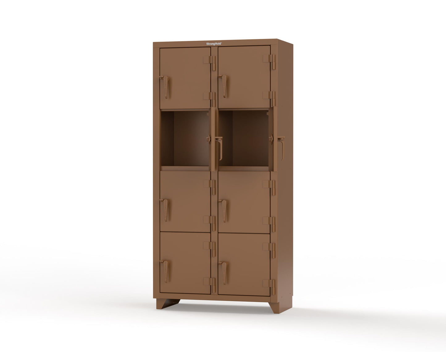 Extra Heavy Duty 14 GA 4-Tier Locker, 8 Compartments - 36 in. W x 18 in. D x 75 in. H - 36-8D-18-4T-L-8008