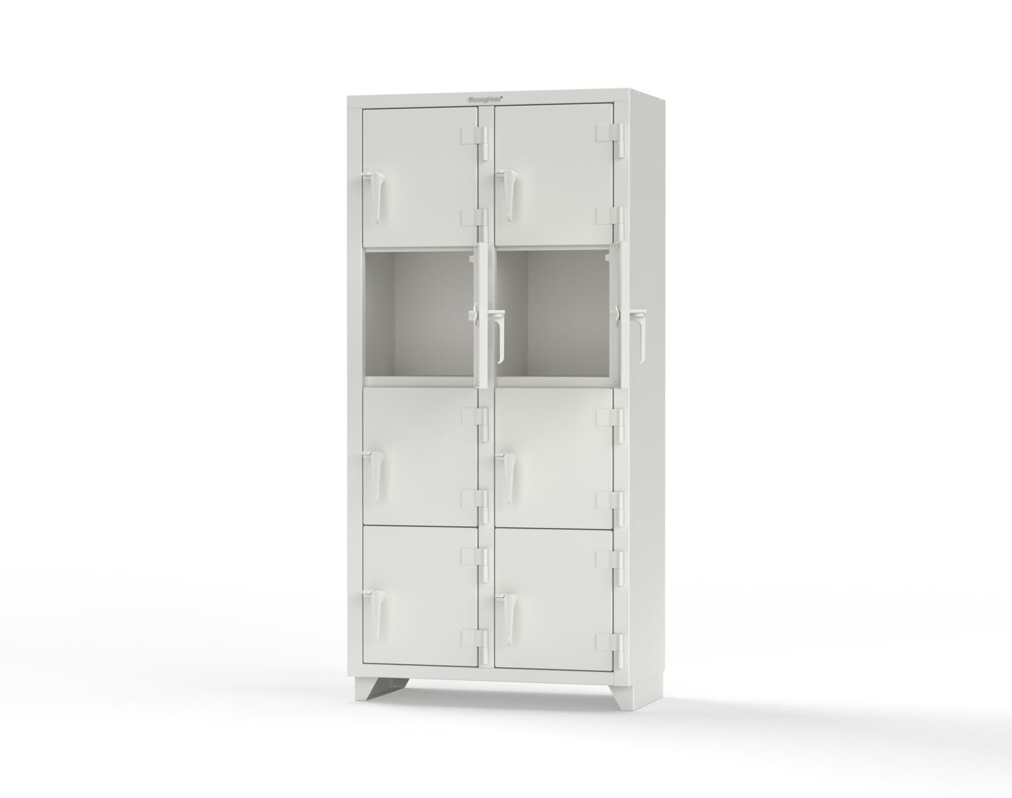 Extra Heavy Duty 14 GA 4-Tier Locker, 8 Compartments - 36 in. W x 18 in. D x 75 in. H - 36-8D-18-4T-L-9003