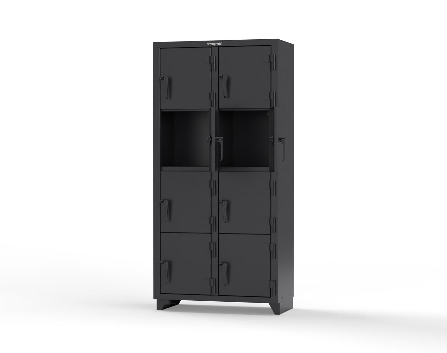 Extra Heavy Duty 14 GA 4-Tier Locker, 8 Compartments - 36 in. W x 18 in. D x 75 in. H - 36-8D-18-4T-L-9005