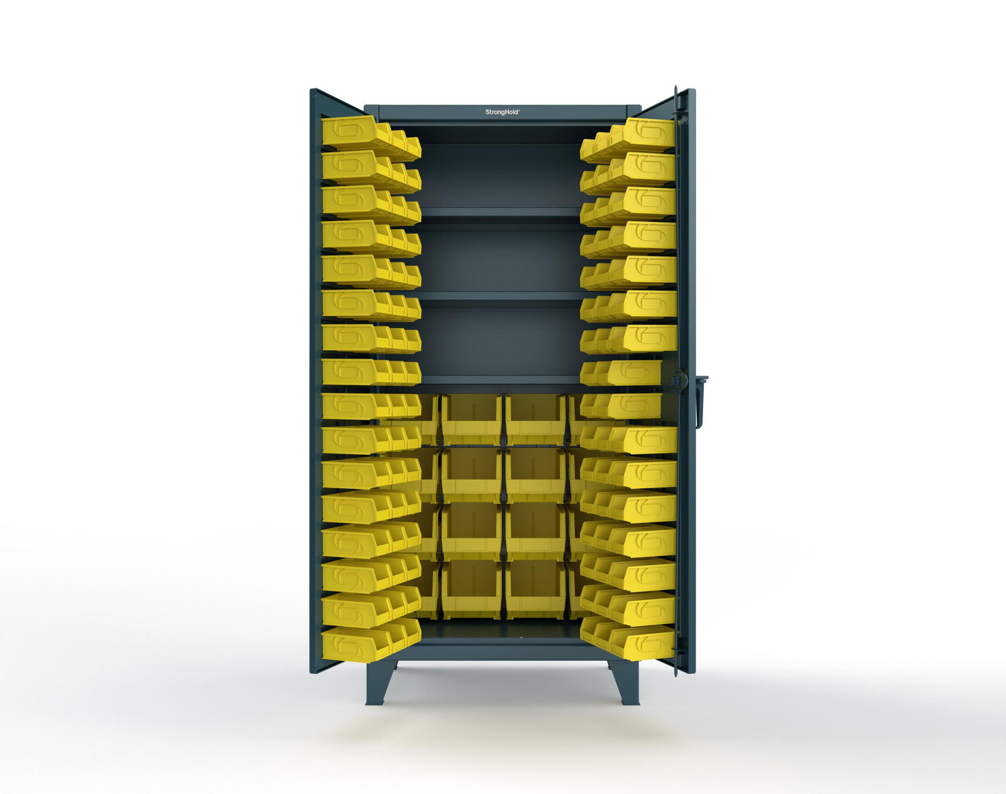 Extreme Duty 12 GA Bin Cabinet with Multiple Sized Bins, 3 Shelves - 36 In. W x 24 In. D x 78 In. H - 36-BBS-243-5001