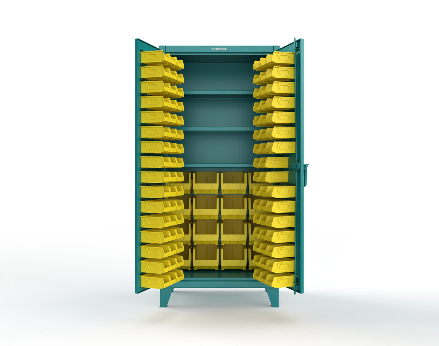 Extreme Duty 12 GA Bin Cabinet with Multiple Sized Bins, 3 Shelves - 36 In. W x 24 In. D x 78 In. H - 36-BBS-243-5021