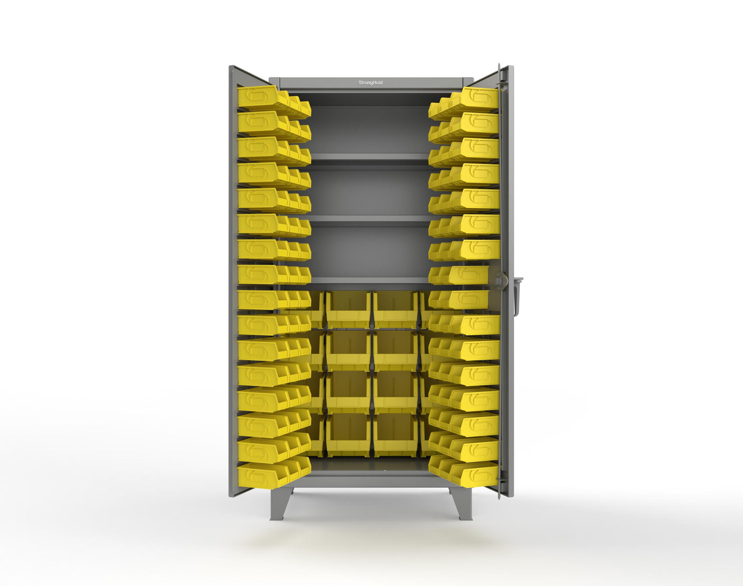 Extreme Duty 12 GA Bin Cabinet with Multiple Sized Bins, 3 Shelves - 36 In. W x 24 In. D x 78 In. H - 36-BBS-243-7037