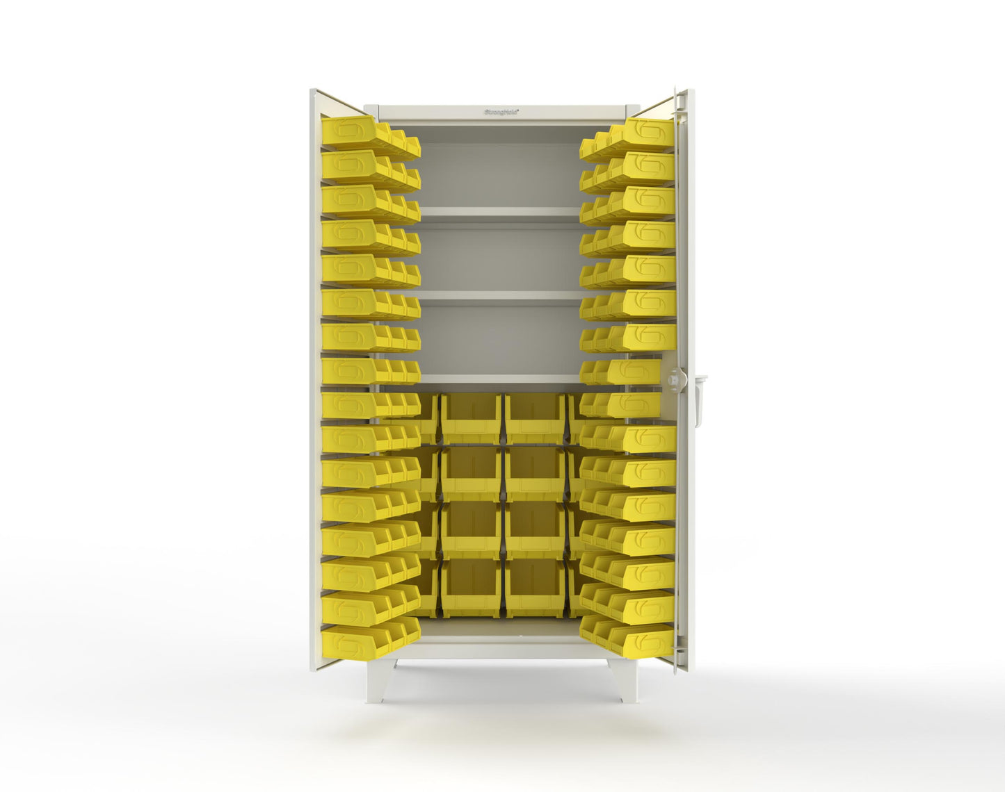 Extreme Duty 12 GA Bin Cabinet with Multiple Sized Bins, 3 Shelves - 36 In. W x 24 In. D x 78 In. H - 36-BBS-243-9003