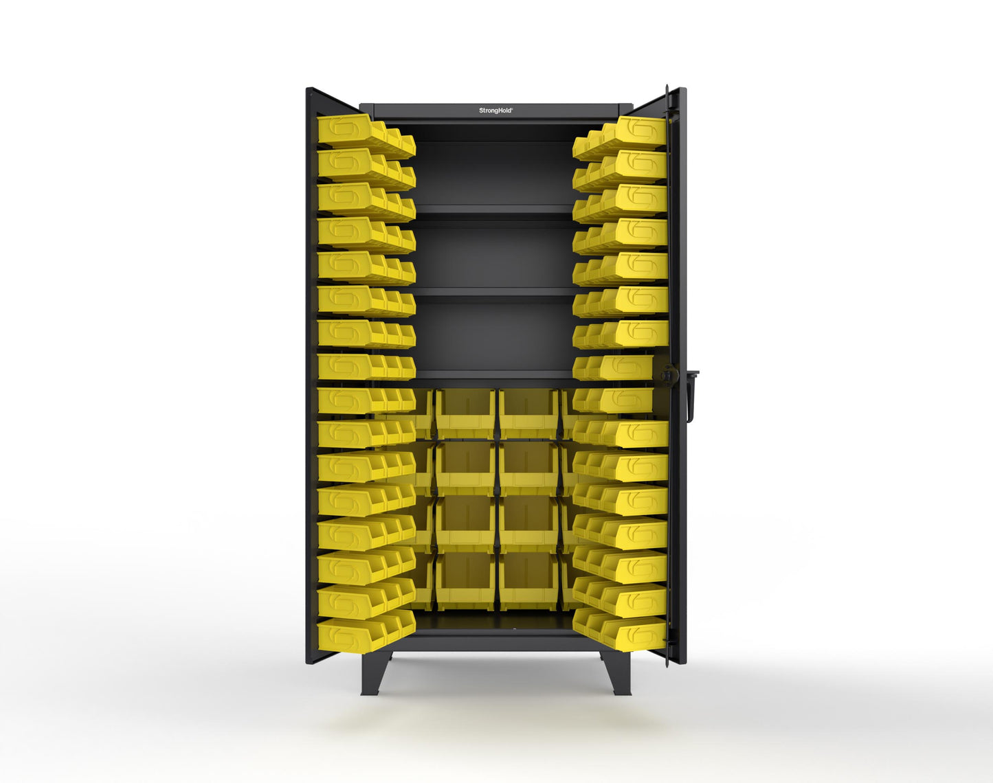 Extreme Duty 12 GA Bin Cabinet with Multiple Sized Bins, 3 Shelves - 36 In. W x 24 In. D x 78 In. H - 36-BBS-243-9005