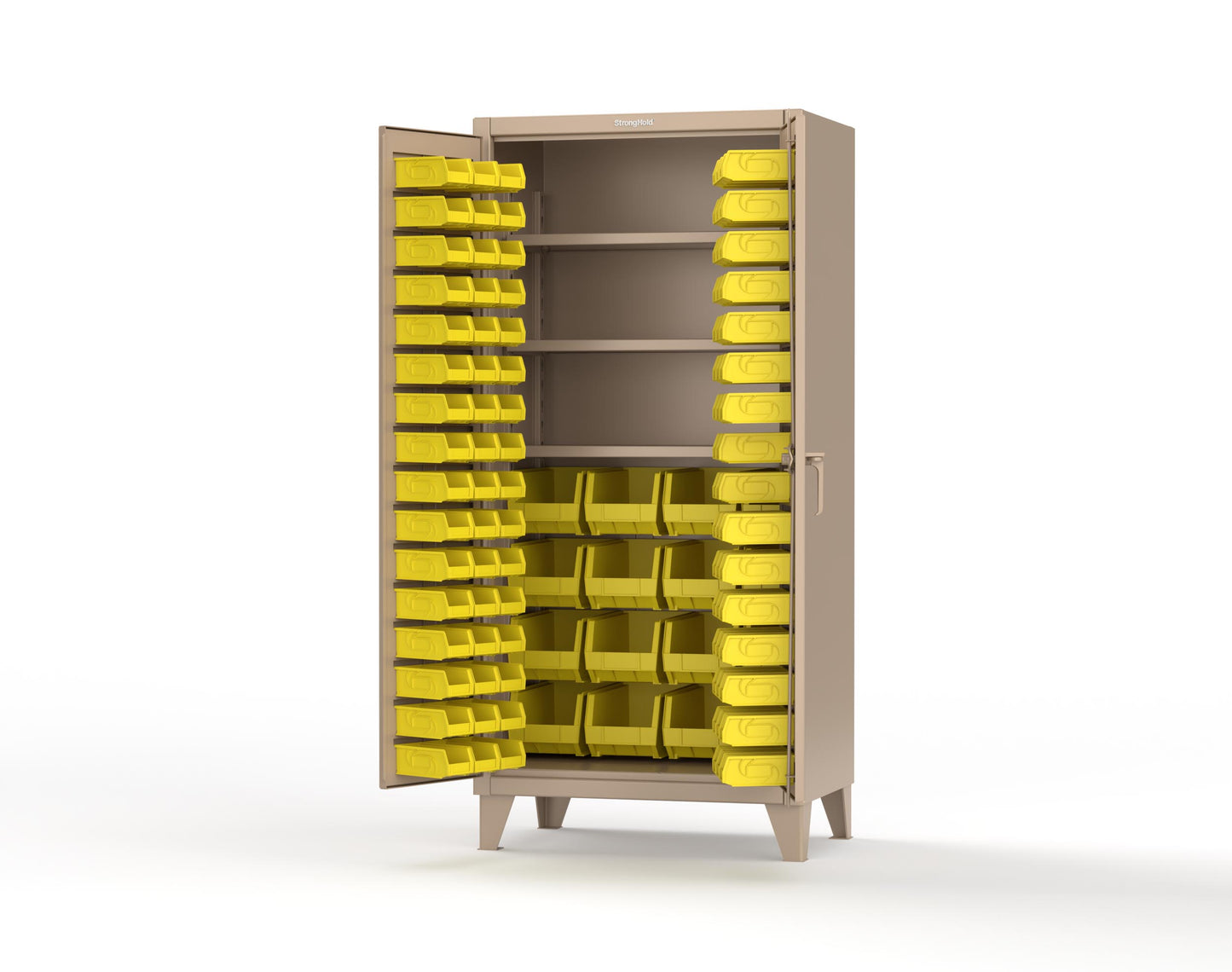 Extreme Duty 12 GA Bin Cabinet with Multiple Sized Bins, 3 Shelves - 36 In. W x 24 In. D x 78 In. H - 36-BBS-243-1019