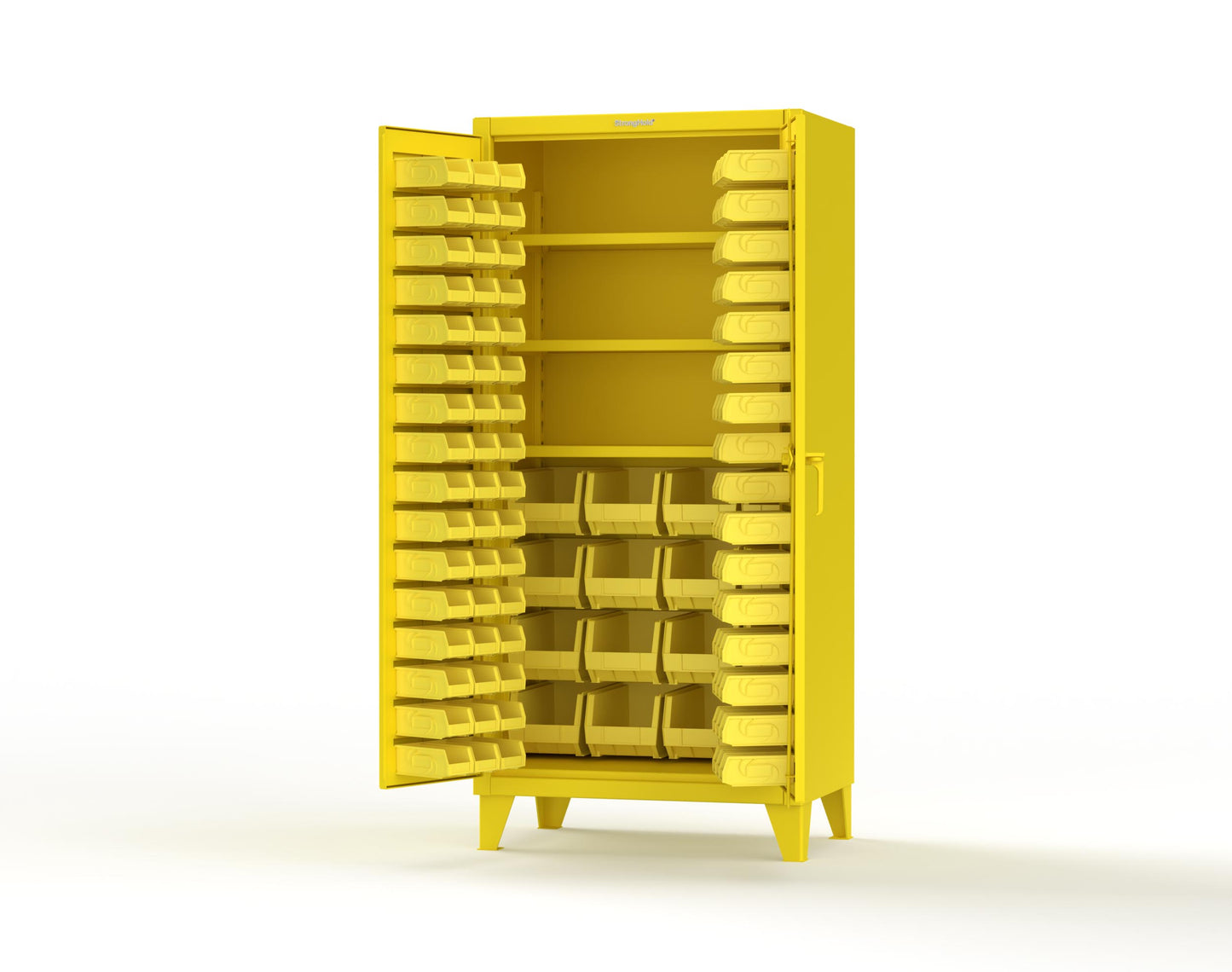 Extreme Duty 12 GA Bin Cabinet with Multiple Sized Bins, 3 Shelves - 36 In. W x 24 In. D x 78 In. H - 36-BBS-243-1021