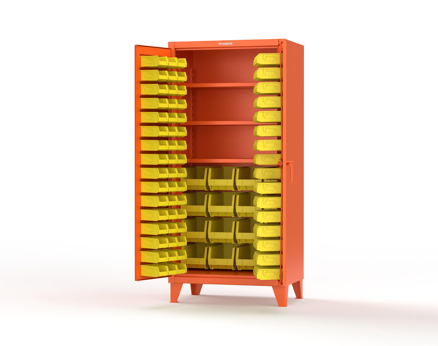 Extreme Duty 12 GA Bin Cabinet with Multiple Sized Bins, 3 Shelves - 36 In. W x 24 In. D x 78 In. H - 36-BBS-243-2009