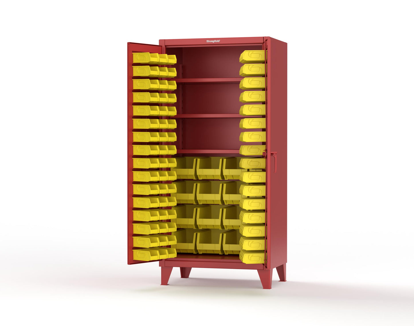 Extreme Duty 12 GA Bin Cabinet with Multiple Sized Bins, 3 Shelves - 36 In. W x 24 In. D x 78 In. H - 36-BBS-243-3001
