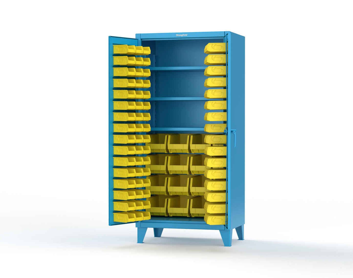 Extreme Duty 12 GA Bin Cabinet with Multiple Sized Bins, 3 Shelves - 36 In. W x 24 In. D x 78 In. H - 36-BBS-243-5012