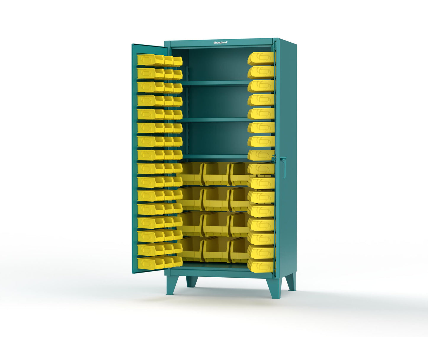 Extreme Duty 12 GA Bin Cabinet with Multiple Sized Bins, 3 Shelves - 36 In. W x 24 In. D x 78 In. H - 36-BBS-243-5021