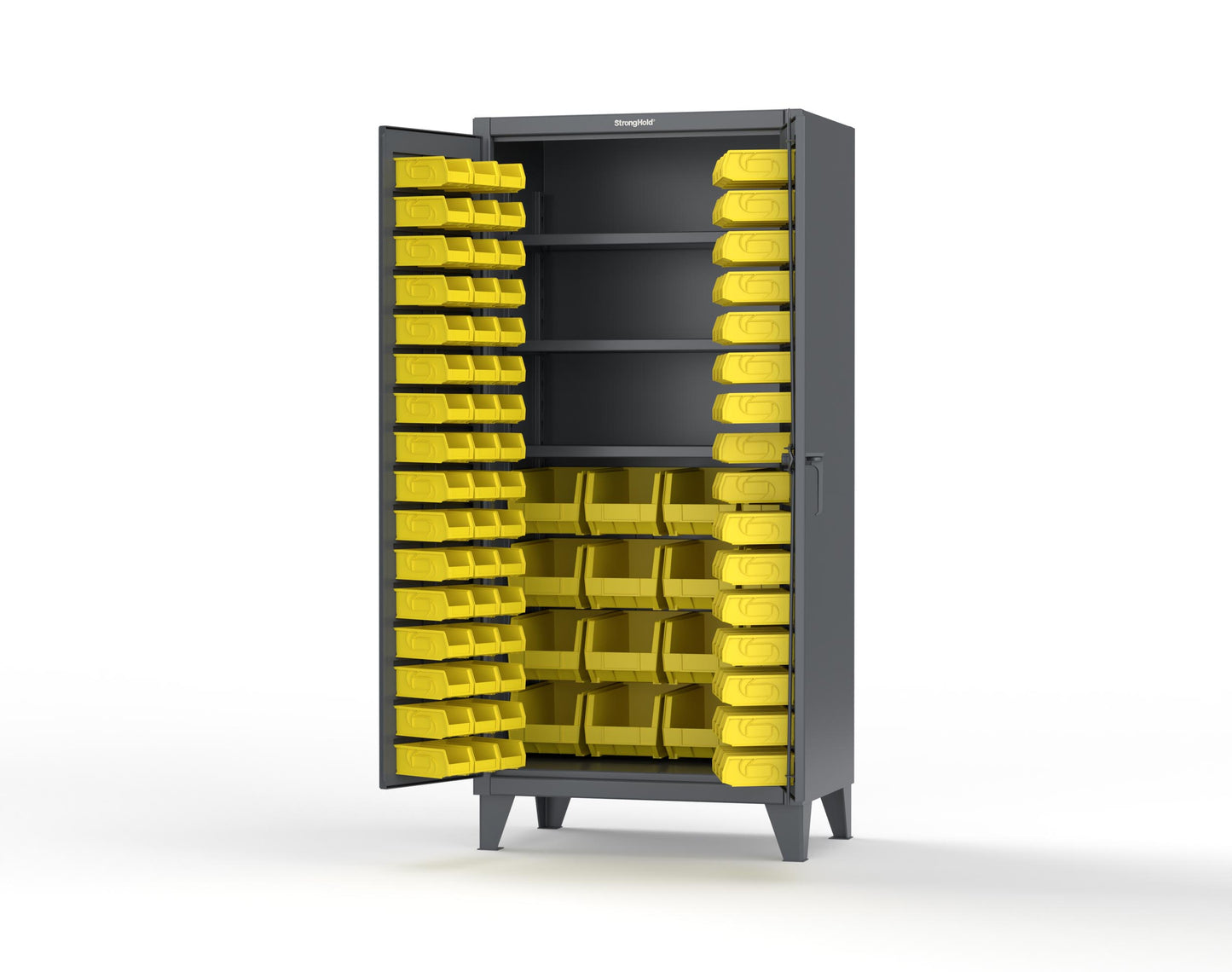 Extreme Duty 12 GA Bin Cabinet with Multiple Sized Bins, 3 Shelves - 36 In. W x 24 In. D x 78 In. H - 36-BBS-243-7024