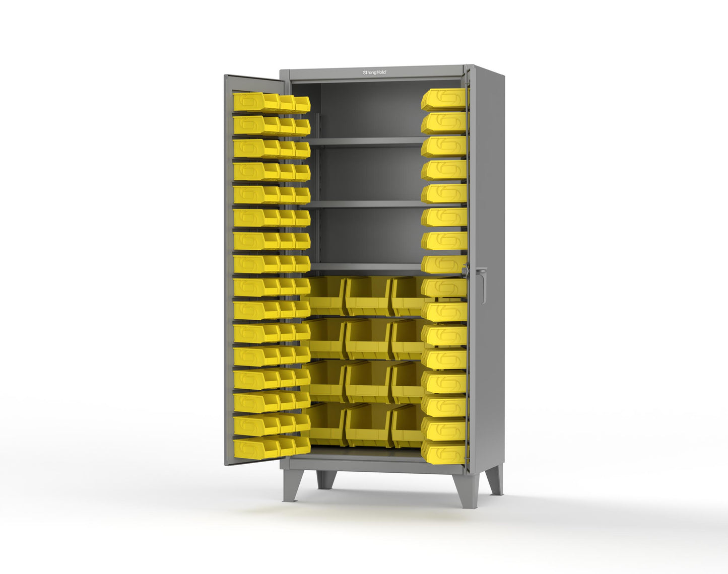 Extreme Duty 12 GA Bin Cabinet with Multiple Sized Bins, 3 Shelves - 36 In. W x 24 In. D x 78 In. H - 36-BBS-243-7037