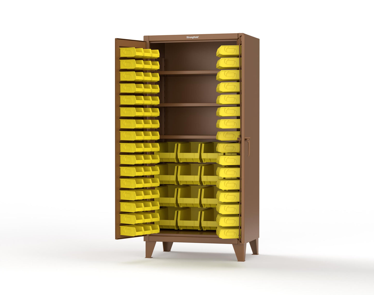 Extreme Duty 12 GA Bin Cabinet with Multiple Sized Bins, 3 Shelves - 36 In. W x 24 In. D x 78 In. H - 36-BBS-243-8008