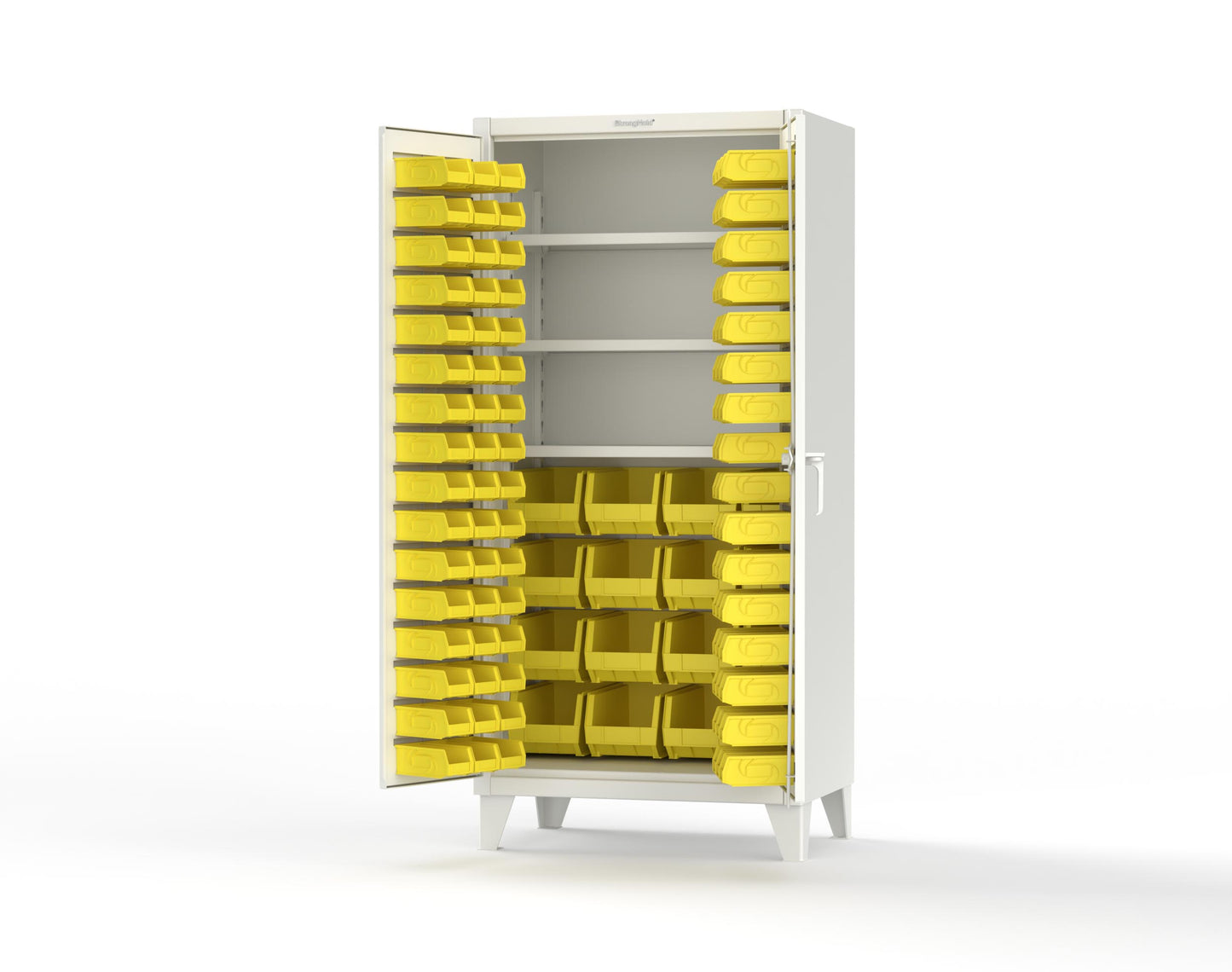 Extreme Duty 12 GA Bin Cabinet with Multiple Sized Bins, 3 Shelves - 36 In. W x 24 In. D x 78 In. H - 36-BBS-243-9003