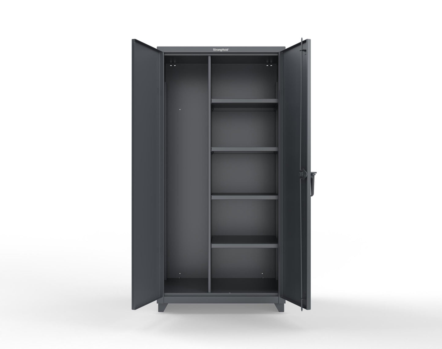 Extra Heavy Duty 14 GA Janitorial Cabinet with 4 Shelves - 36 In. W x 24 In. D x 75 In. H - 36-BC-244-L-7024