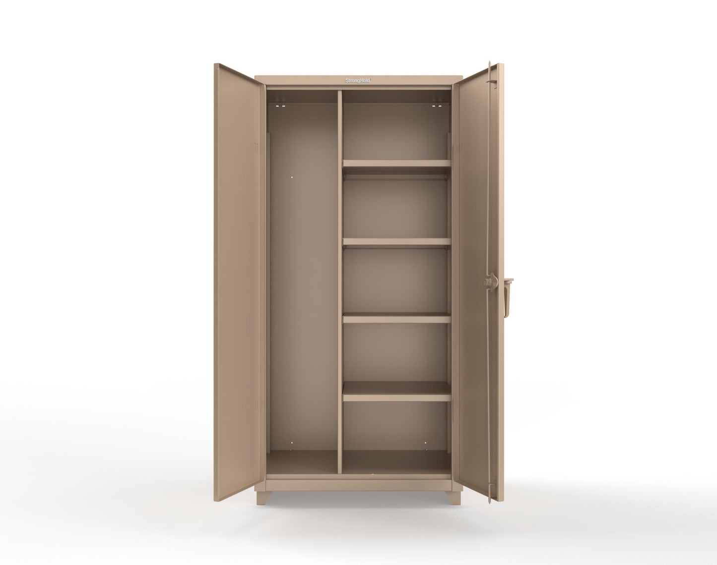 Extra Heavy Duty 14 GA Janitorial Cabinet with 4 Shelves - 36 In. W x 24 In. D x 75 In. H - 36-BC-244-L-1019