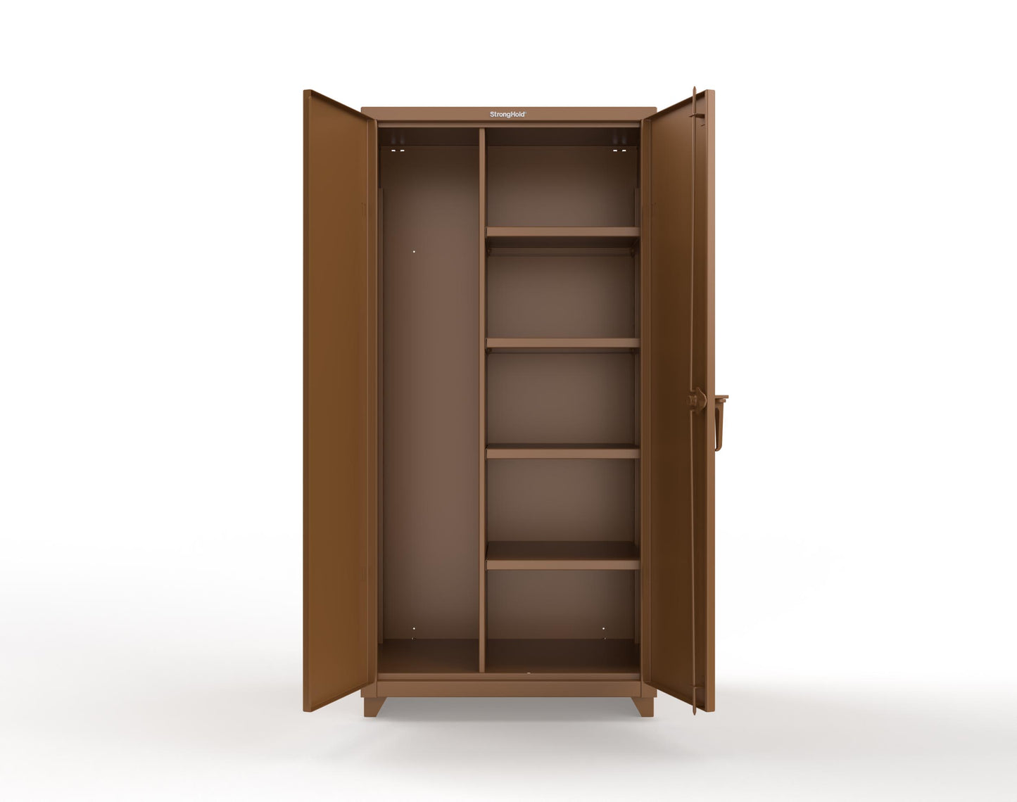 Extra Heavy Duty 14 GA Janitorial Cabinet with 4 Shelves - 36 In. W x 24 In. D x 75 In. H - 36-BC-244-L-8008