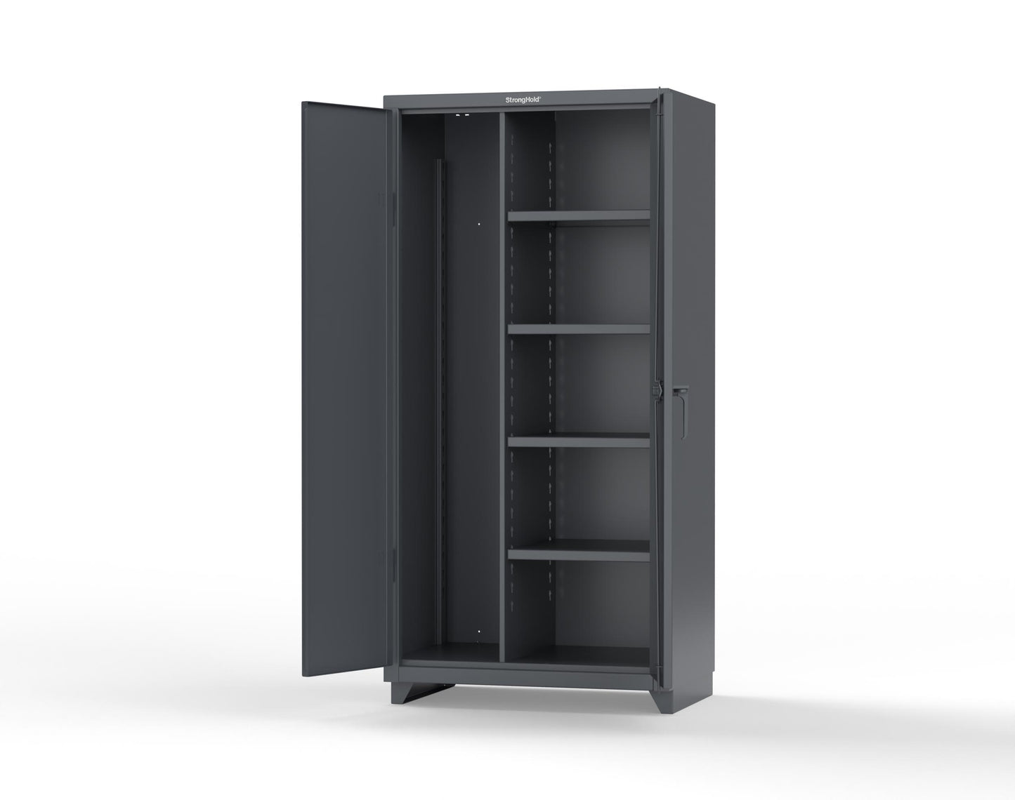 Extra Heavy Duty 14 GA Janitorial Cabinet with 4 Shelves - 36 In. W x 24 In. D x 75 In. H - 36-BC-244-L-7024