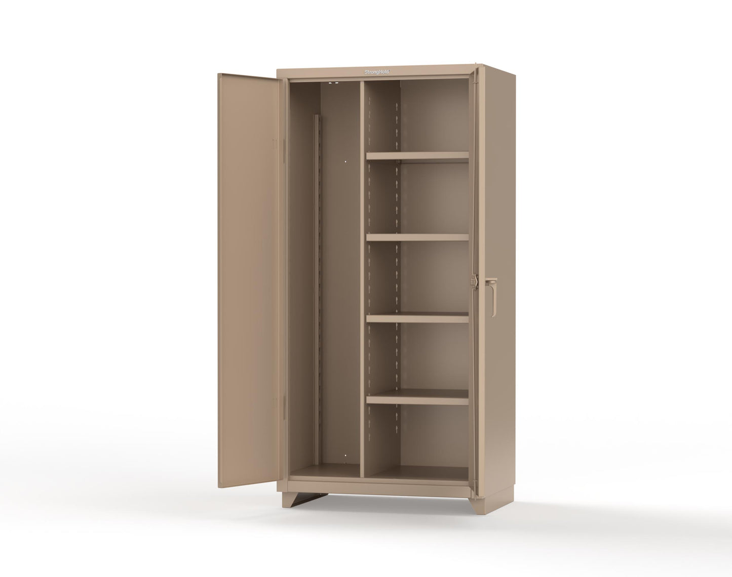 Extra Heavy Duty 14 GA Janitorial Cabinet with 4 Shelves - 36 In. W x 24 In. D x 75 In. H - 36-BC-244-L-1019