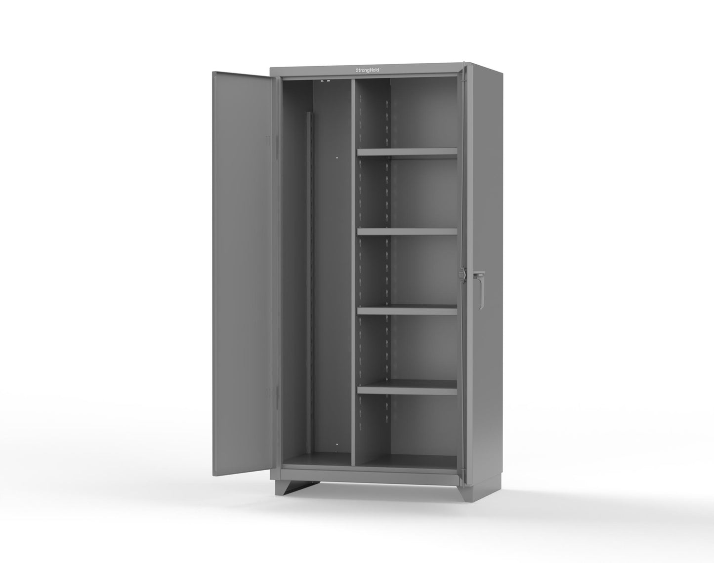 Extra Heavy Duty 14 GA Janitorial Cabinet with 4 Shelves - 36 In. W x 24 In. D x 75 In. H - 36-BC-244-L-7037