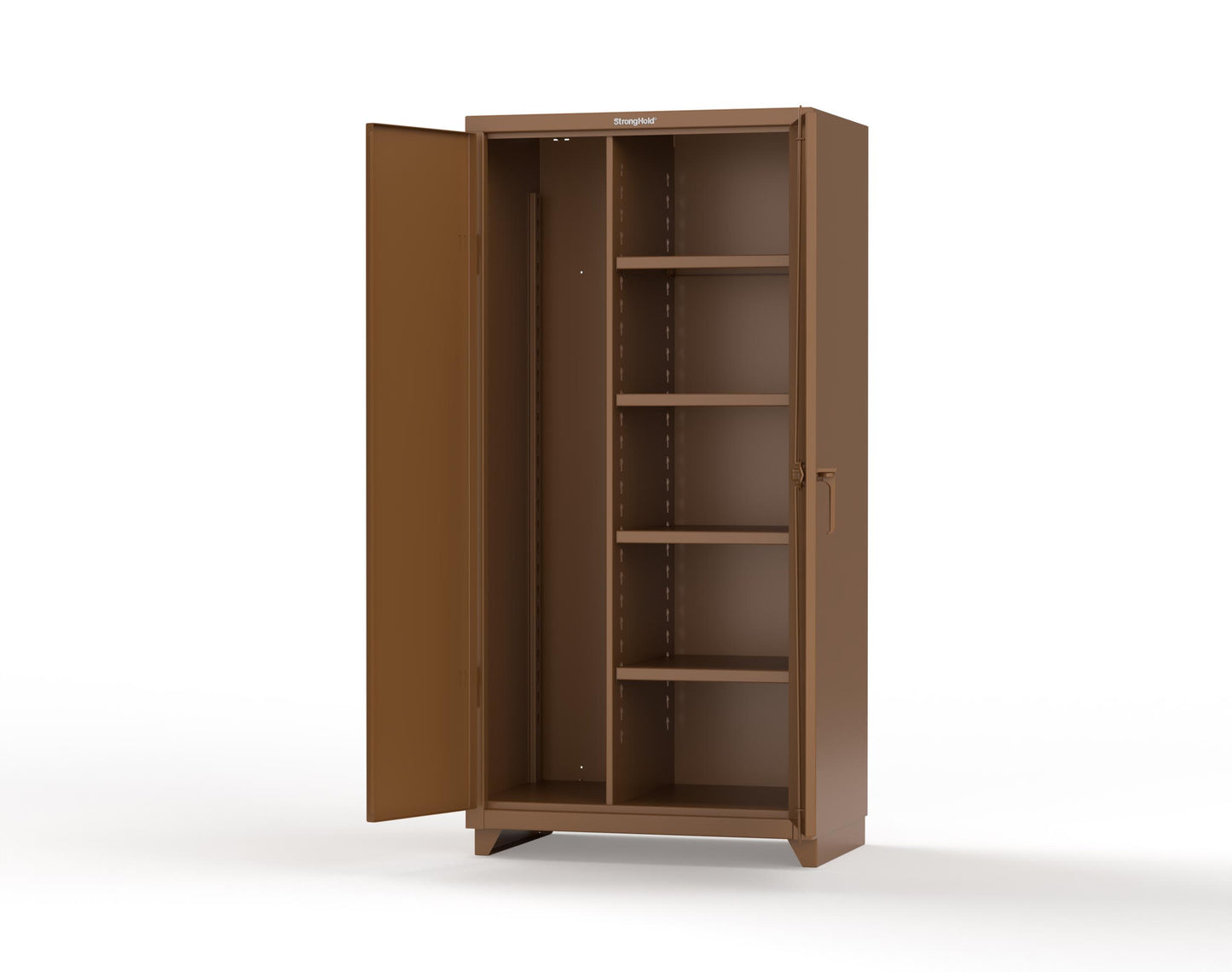 Extra Heavy Duty 14 GA Janitorial Cabinet with 4 Shelves - 36 In. W x 24 In. D x 75 In. H - 36-BC-244-L-8008
