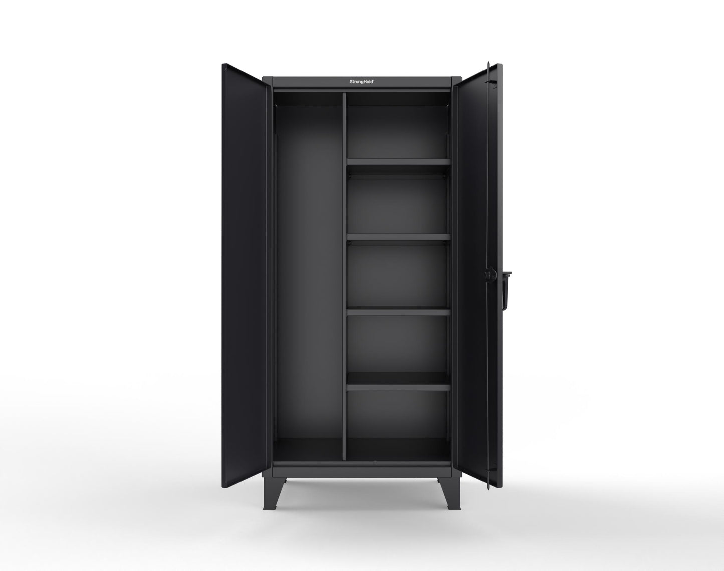 Extreme Duty 12 GA Janitorial Cabinet with 4 Shelves - 36 In. W x 24 In. D x 78 In. H - 36-BC-244-9005