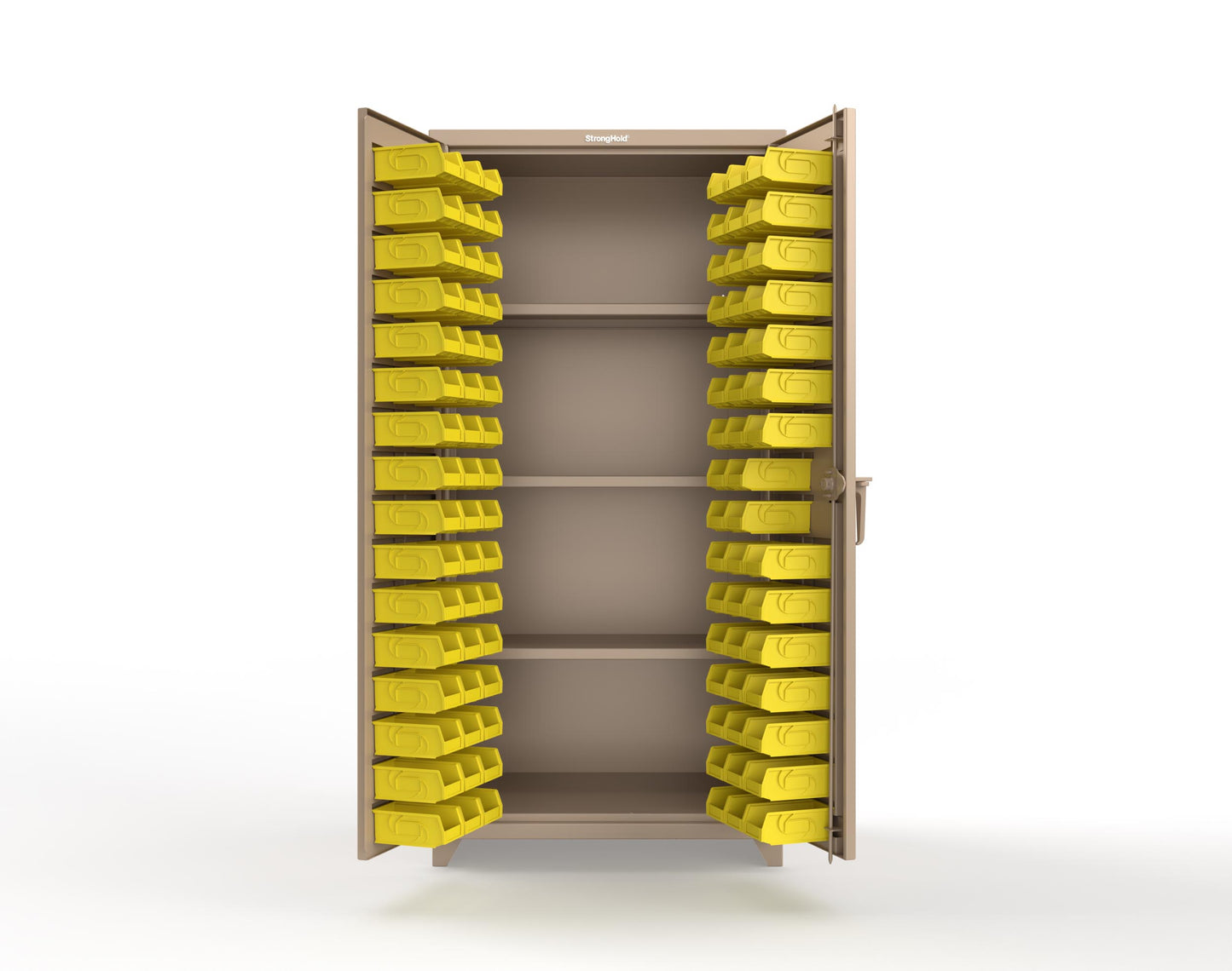 Extra Heavy Duty 14 GA Bin Cabinet with 3 Shelves - 36 In. W x 24 In. D x 75 In. H - 36-BS-243-L-1019