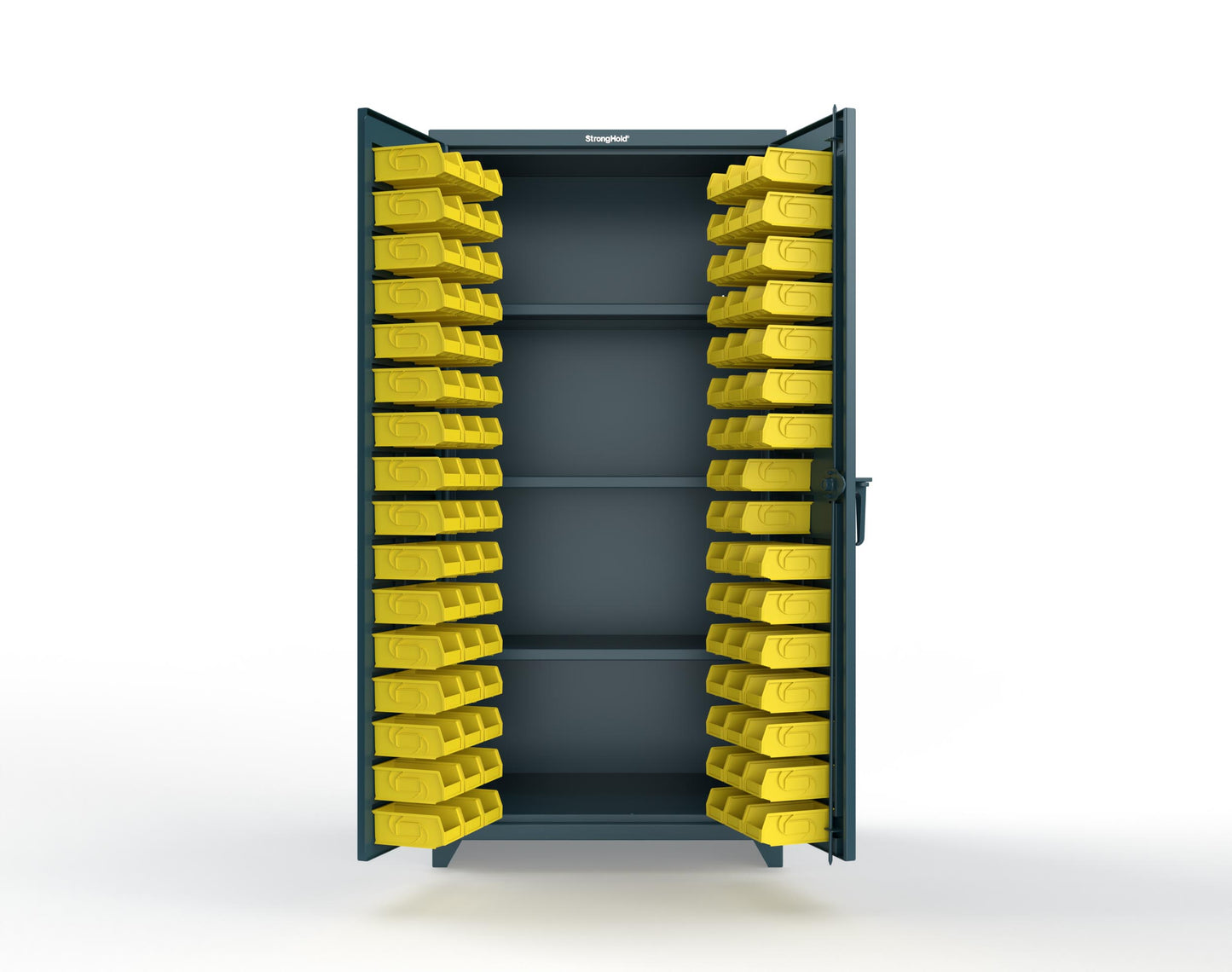 Extra Heavy Duty 14 GA Bin Cabinet with 3 Shelves - 36 In. W x 24 In. D x 75 In. H - 36-BS-243-L-5001
