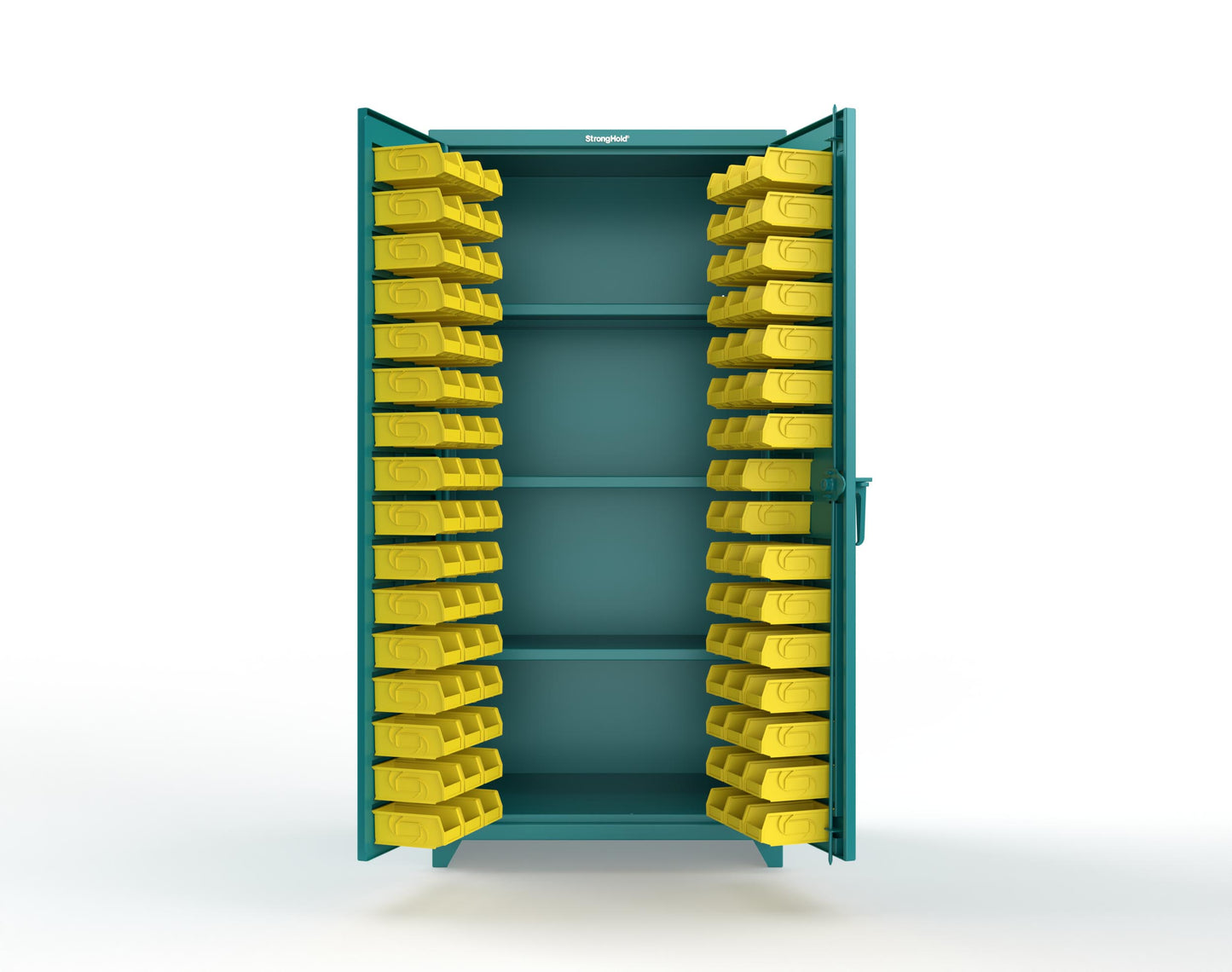 Extra Heavy Duty 14 GA Bin Cabinet with 3 Shelves - 36 In. W x 24 In. D x 75 In. H - 36-BS-243-L-5021