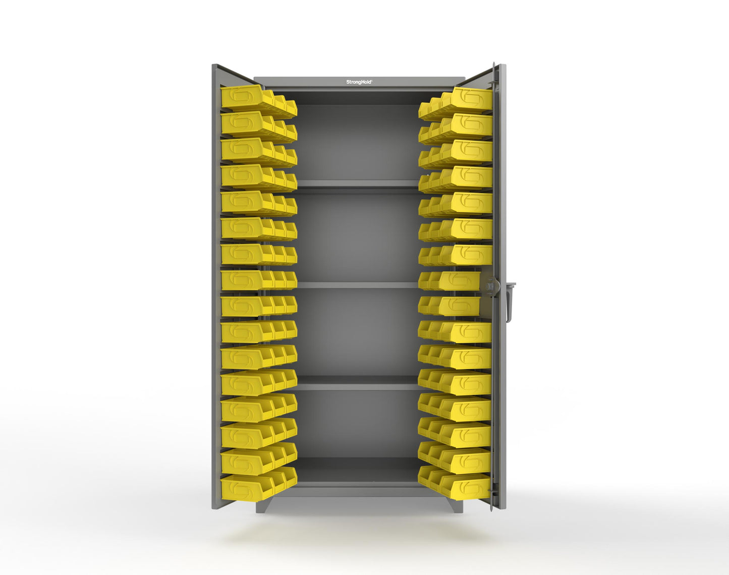 Extra Heavy Duty 14 GA Bin Cabinet with 3 Shelves - 36 In. W x 24 In. D x 75 In. H - 36-BS-243-L-7037
