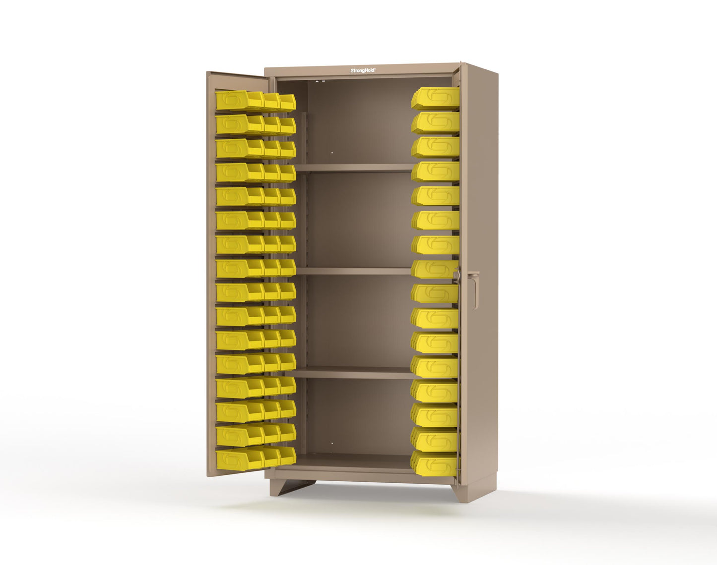 Extra Heavy Duty 14 GA Bin Cabinet with 3 Shelves - 36 In. W x 24 In. D x 75 In. H - 36-BS-243-L-1019