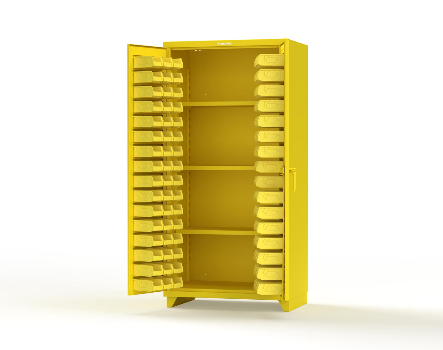 Extra Heavy Duty 14 GA Bin Cabinet with 3 Shelves - 36 In. W x 24 In. D x 75 In. H - 36-BS-243-L-1021
