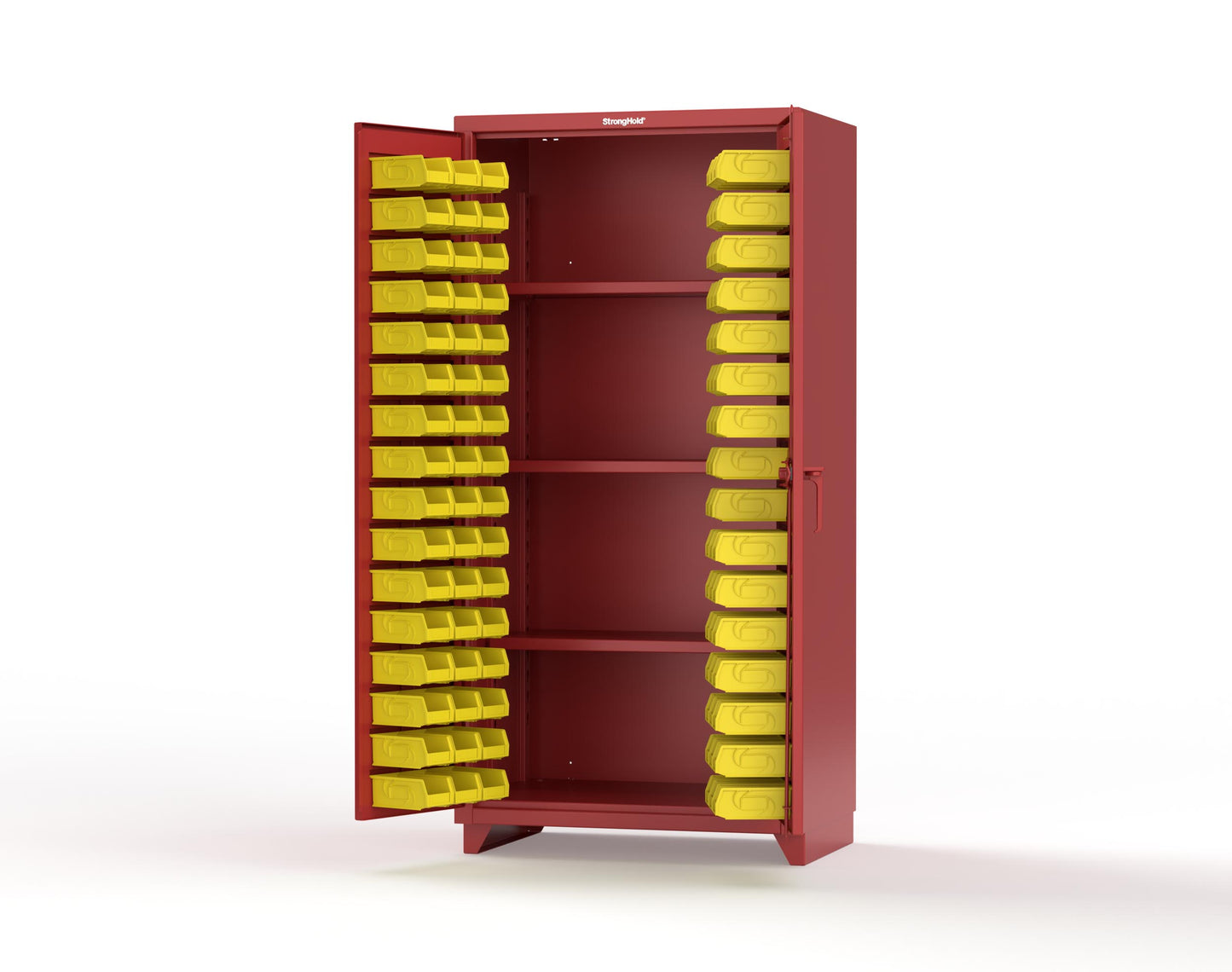 Extra Heavy Duty 14 GA Bin Cabinet with 3 Shelves - 36 In. W x 24 In. D x 75 In. H - 36-BS-243-L-3001